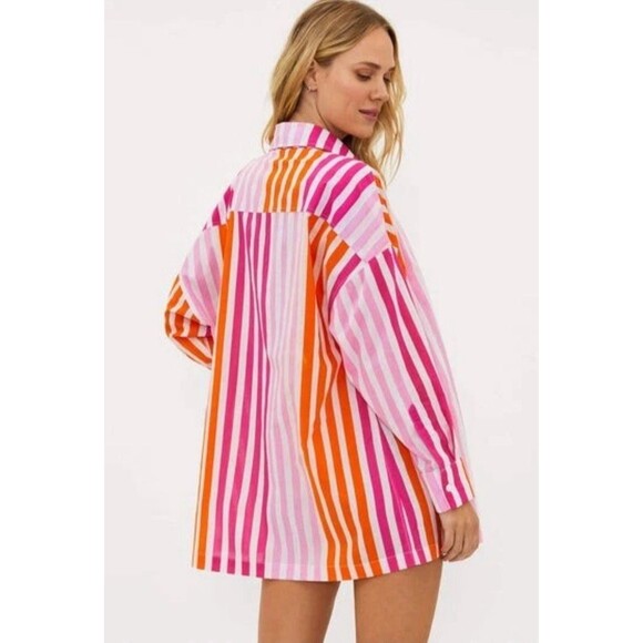 NWOT Beach Riot Alexa Top Cover-Up Button Shirt Size S/M Sunset Stripes Revolve - Picture 2 of 14